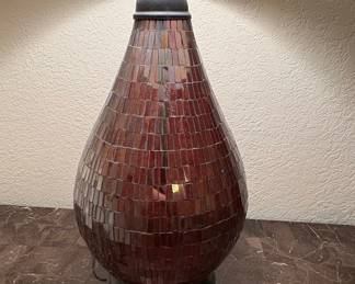 Brown Mosaic Glass Teardrop Table Lamp