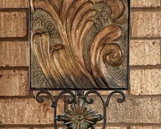 Decorative Metal Acanthus Scroll Tabletop Plaque