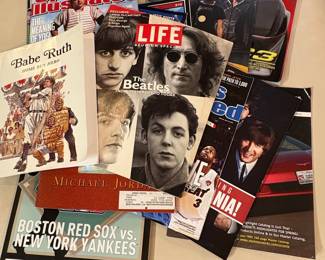 Collection of Sports Illustrated Magazines and Baseball Memorabilia