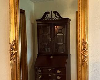 Vintage Rococo Revival Giltwood Console Table and Mirror Set with Marble Top
