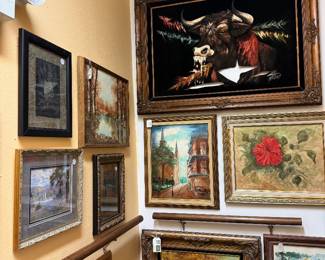 Gallery Walls filled with beautiful oils