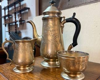 Antique hotel quality brass tea/coffee set