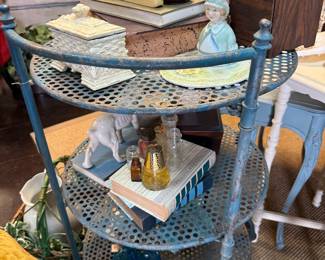 Vintage Industrial Round Metal Cart 