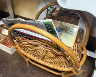 vintage wicker magazine rack