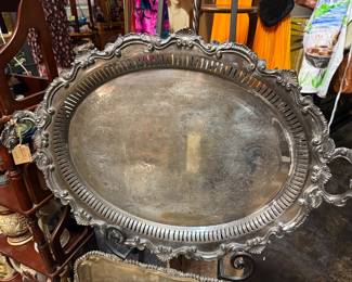 large silver plate tray - oval