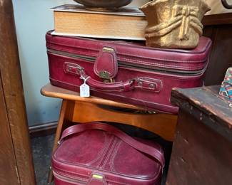 Vintage burgundy suitcases, 1970s 
