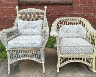 Lot 32: Vintage Wicker Patio Chairs