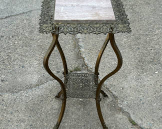 Lot 18: Victorian Brass Tile Top Plant Stand