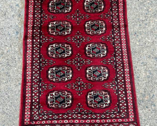 Lot 16: Hand Woven Red Bokhara Area Rug 