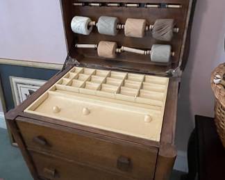 Inside sewing cabinet