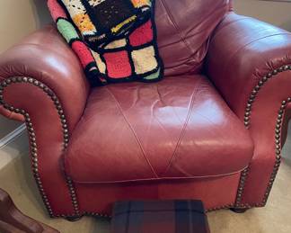 Large leather chair w/nail heads