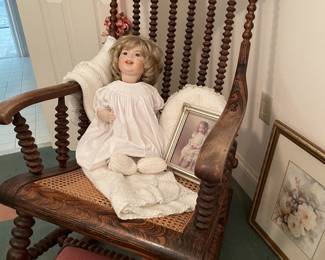 Antique rosewood bobbin rocker