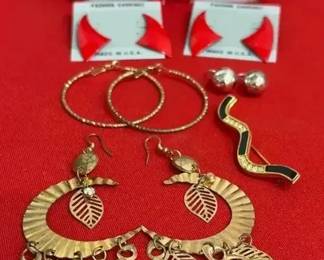 Collection of Earrings A Pin