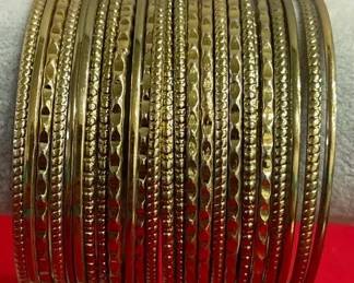 Huge Collection Of Gold Tone Bangle Bracelets