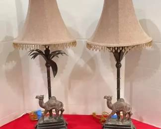 2 Vintage Berman Table Camel Lamps