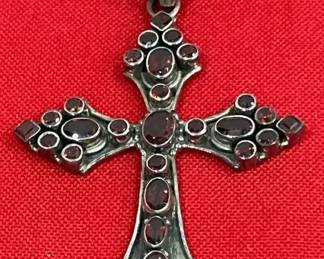 Large Red Stone Cross Pendant
