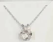 Lab Created White Sapphire pendant with Sterling Silver Necklace