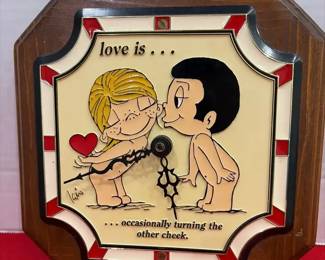 Vintage 1970s Love Is Clock By Kim Casali