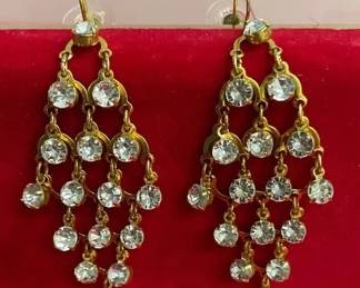 Rhinestone Chandelier Earrings Pierced