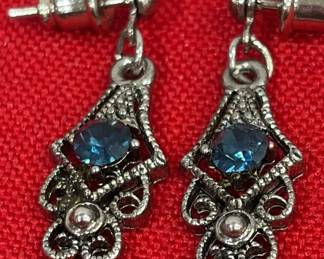 Earrings With Blue Stone Pierced