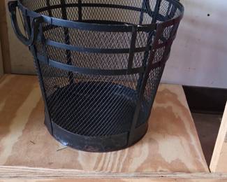 Vintage Metal Mesh Wastebasket with Handles
