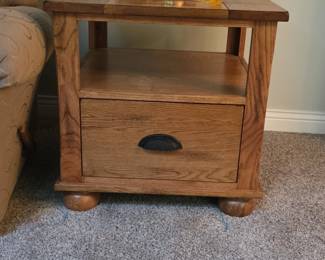 Oak SlateTop End Tables Set of