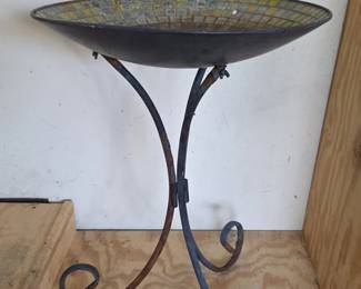 Mosaic Glass Bird Bath second image