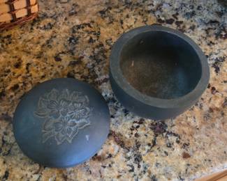 Carved Floral Soapstone Trinket Box second image