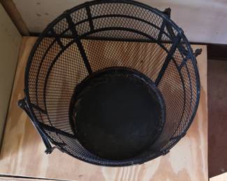 Vintage Metal Mesh Wastebasket with Handles second image