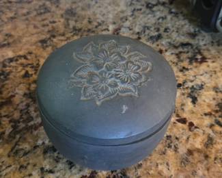 Carved Floral Soapstone Trinket Box