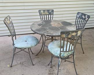 Wrought Iron Stone Patio Set
