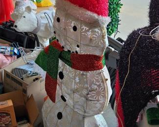 Lighted Tinsel Snowman Decoration