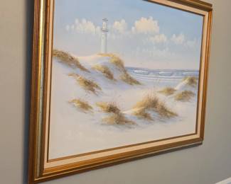 Lighthouse Seascape Oil Painting by K. Wilson