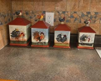 Susan Winget Certified International Rooster Canister Set