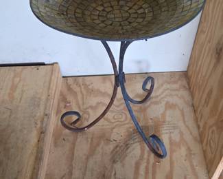 Mosaic Glass Bird Bath