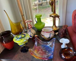 Art Glass, Brass Lamp