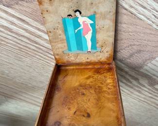 Cigarette Case -Vintage Risque Nude-Birdseye Maple,
