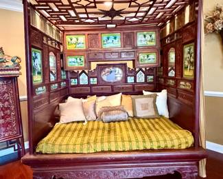 Opium Rosewood Bed Hand Carved