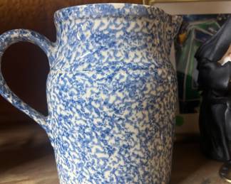 Antique American 19th century Spongeware pitcher