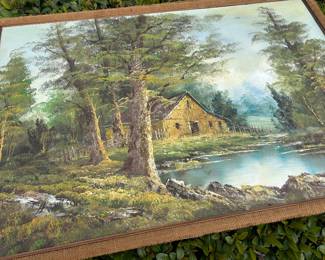 Large American forest painting signed by Wilson