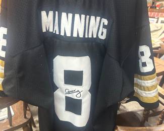 Archie Manning autographed jersey-- supposedly game worn, but priced as an early reproduction