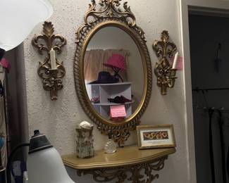 Mirror and shelf w/ side pieces