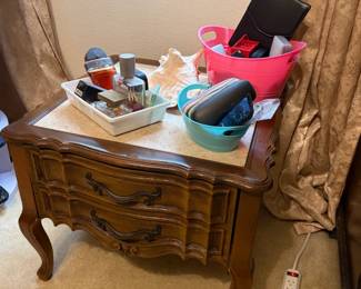 End Table w/ drawer and stone top (two of these)