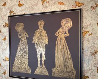 Brass rubbing, framed