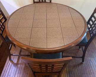 round counter-height pub dining set w 4 chairs