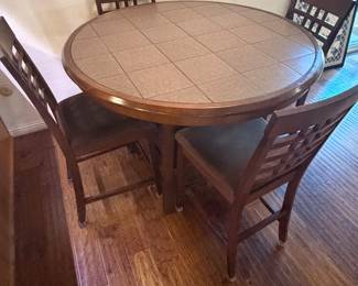 round counter-height pub dining set w 4 chairs