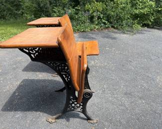 Antique cast-iron and oak school desks late 19th century