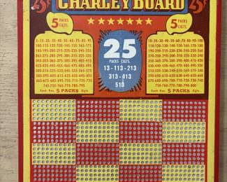 Gardner's Charley Board, a vintage punchboard gambling game used in bars, taverns, cigar shops, and other establishments