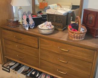 Matching mid-century modern dresser with mirror