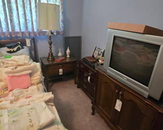 SAGA full size bed and nightstand. (Why is it not called "nightliedown"?)